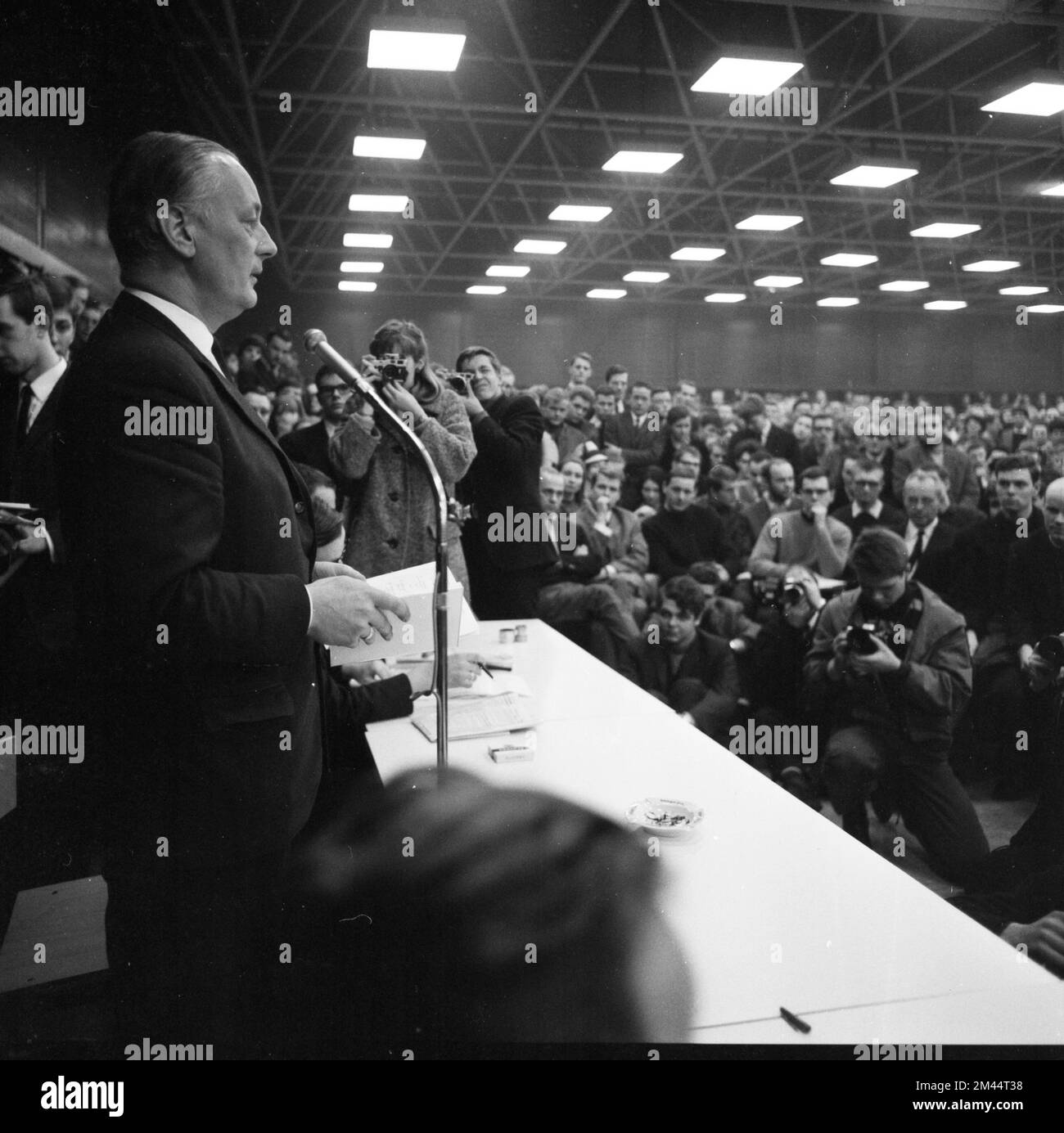 The election campaign of the right-wing radical NPD, here in the Ruhr area in 1965 with its candidate Adolf von Thadden, did not bring the desired Stock Photo
