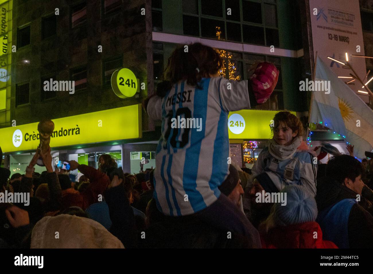 Andorra La Vella, Andorra : 2022 December 18 : Argentine fans residing