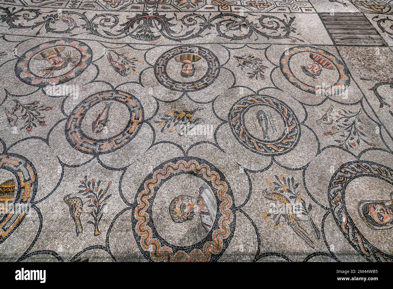 Interior of the cathedral with the mosaic, Unesco world heritage site Aquileia, Italy Stock Photo