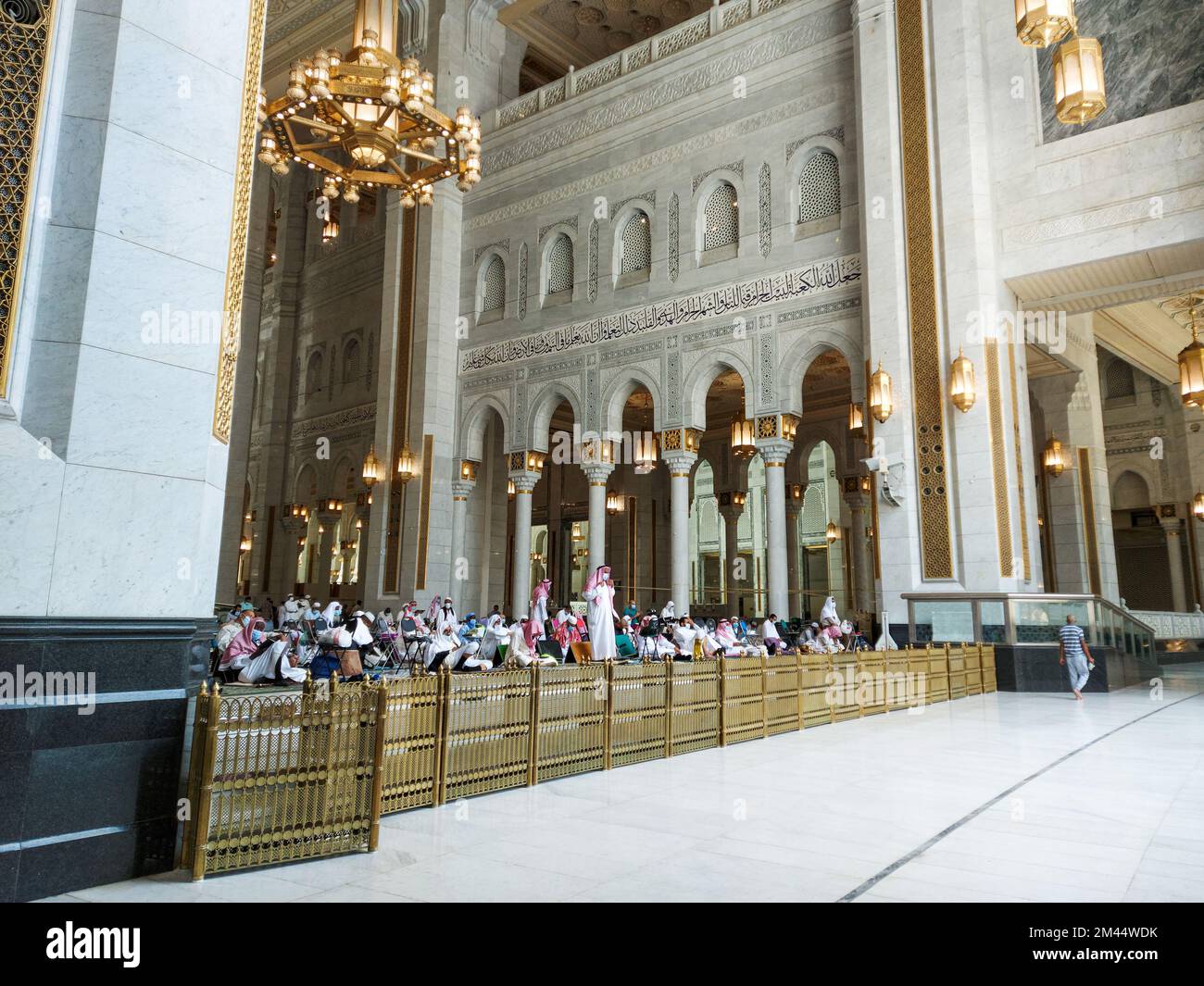 Mecca , Saudi Arabia 12 May 2021 , Muslim prayers at Makkah - Al Haram mosque from inside Stock Photo