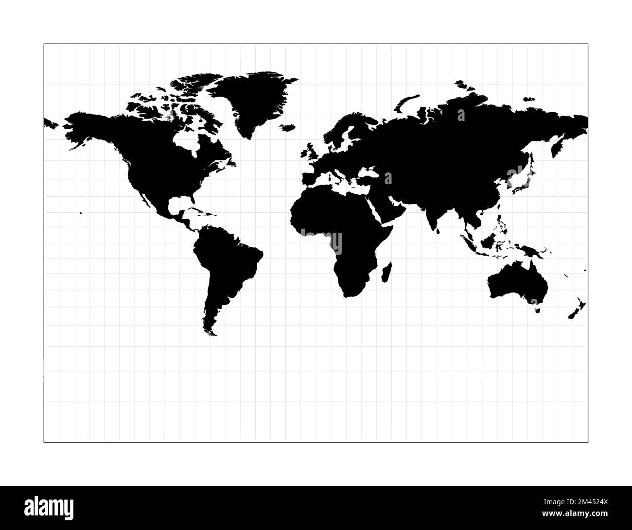 World map with latitude lines. Miller cylindrical projection. Plan ...