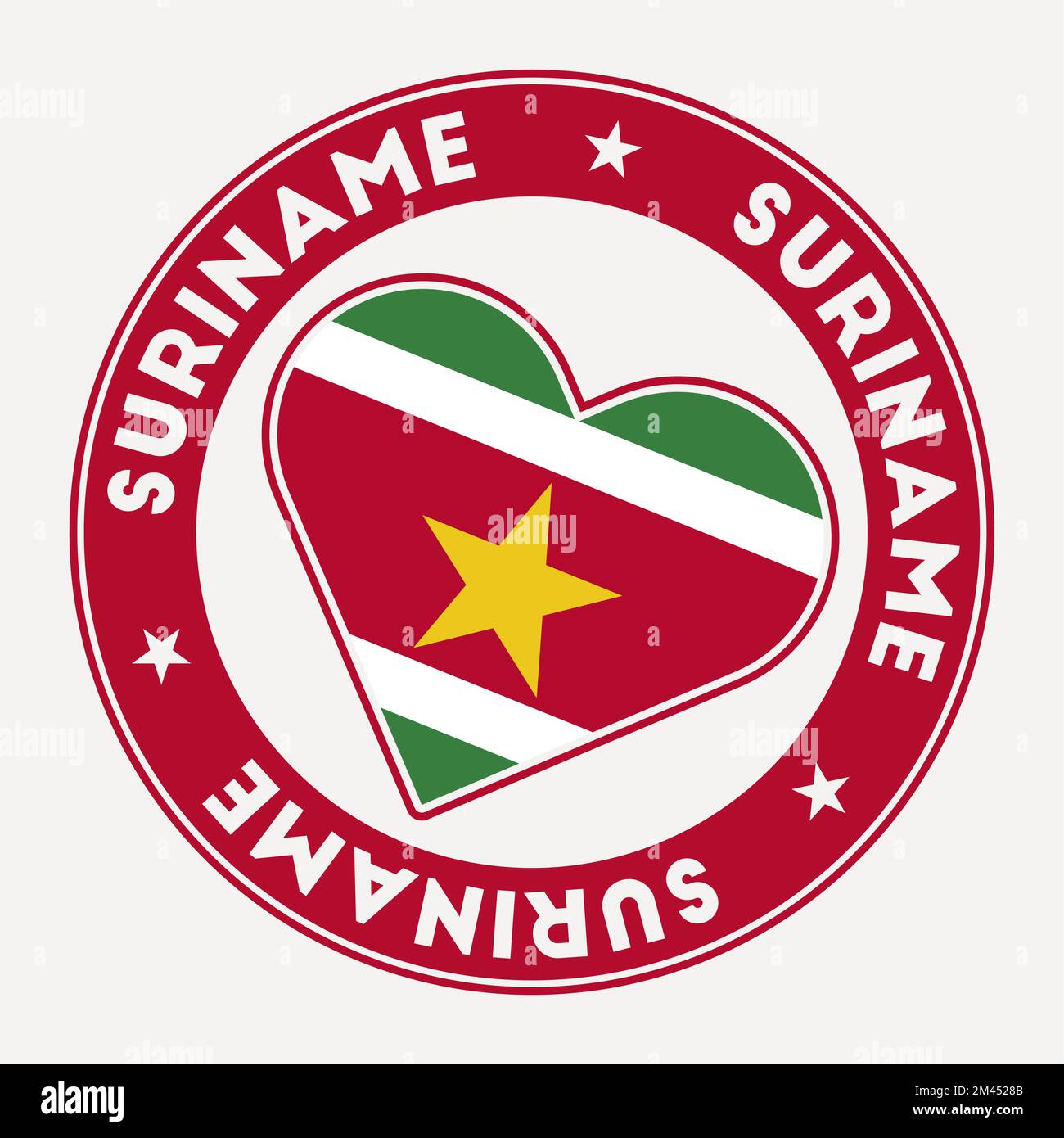 Suriname heart flag badge. From Suriname with love logo. Support the country flag stamp. Vector illustration. Stock Vector