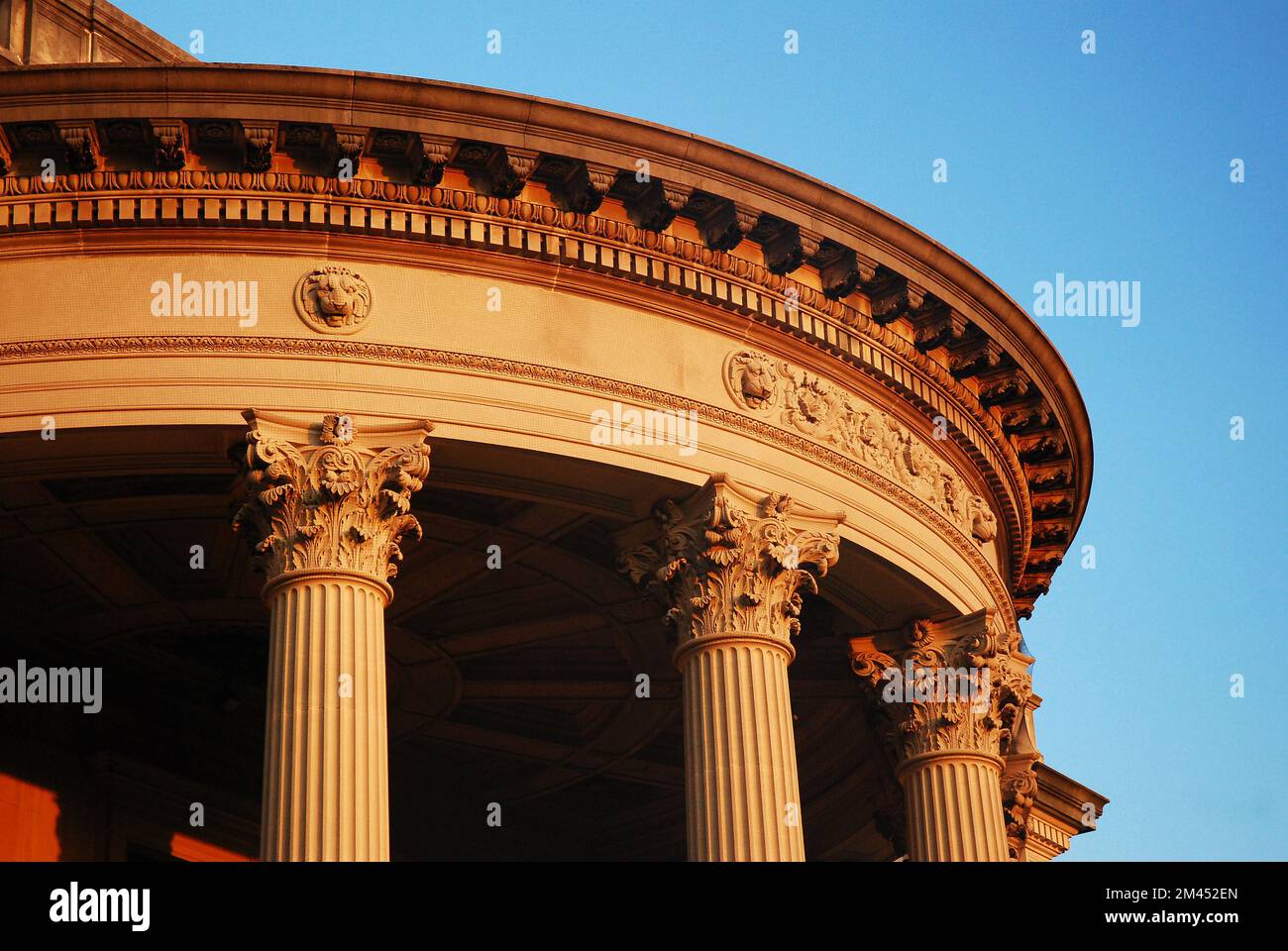 Details of the portico and the Corinthian columns  of the Vanderbilt Mansion in Hyde Park, New York Stock Photo