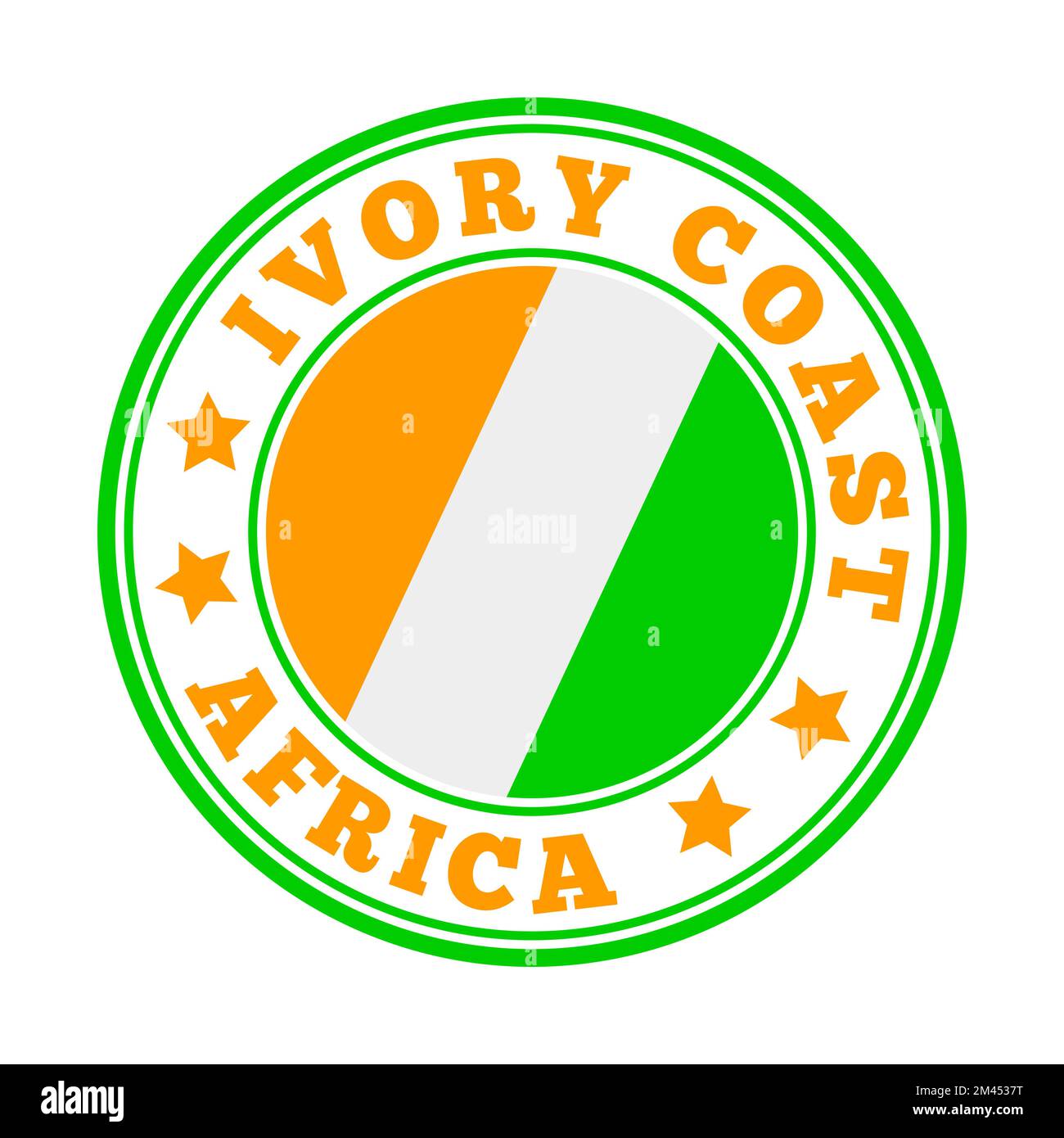 Ivory Coast sign. Round country logo with flag of Ivory Coast. Vector