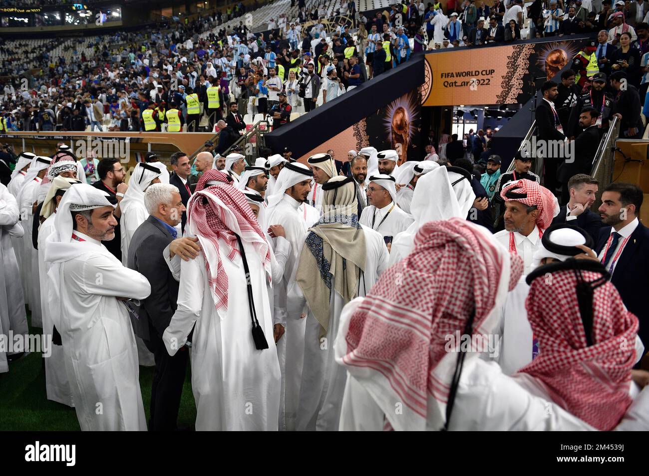 Lusail, Qatar, 18/12/2022, The assembled Emir family, sheikhs inside