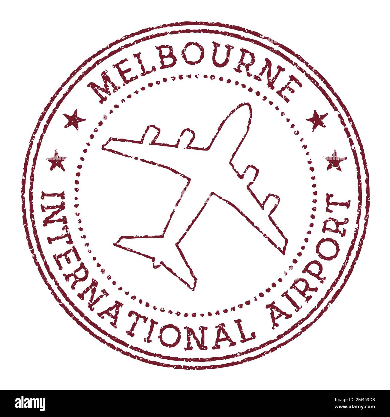 Melbourne International Airport stamp. Airport of Melbourne round logo. Vector illustration. Stock Vector
