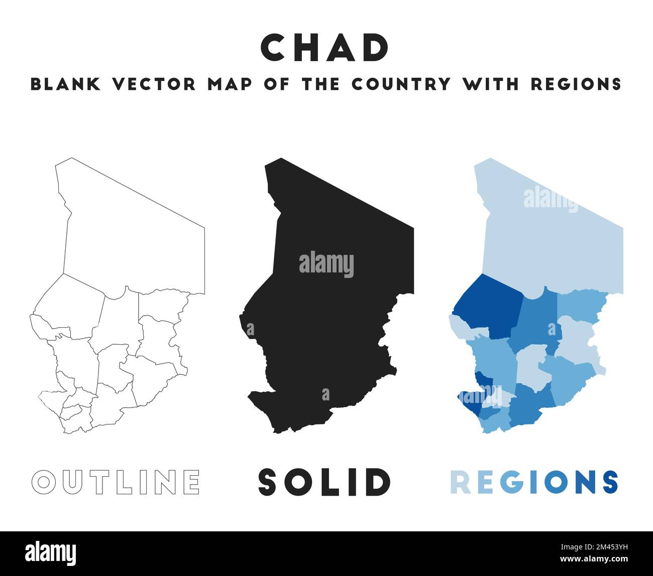 Chad map. Borders of Chad for your infographic. Vector country shape