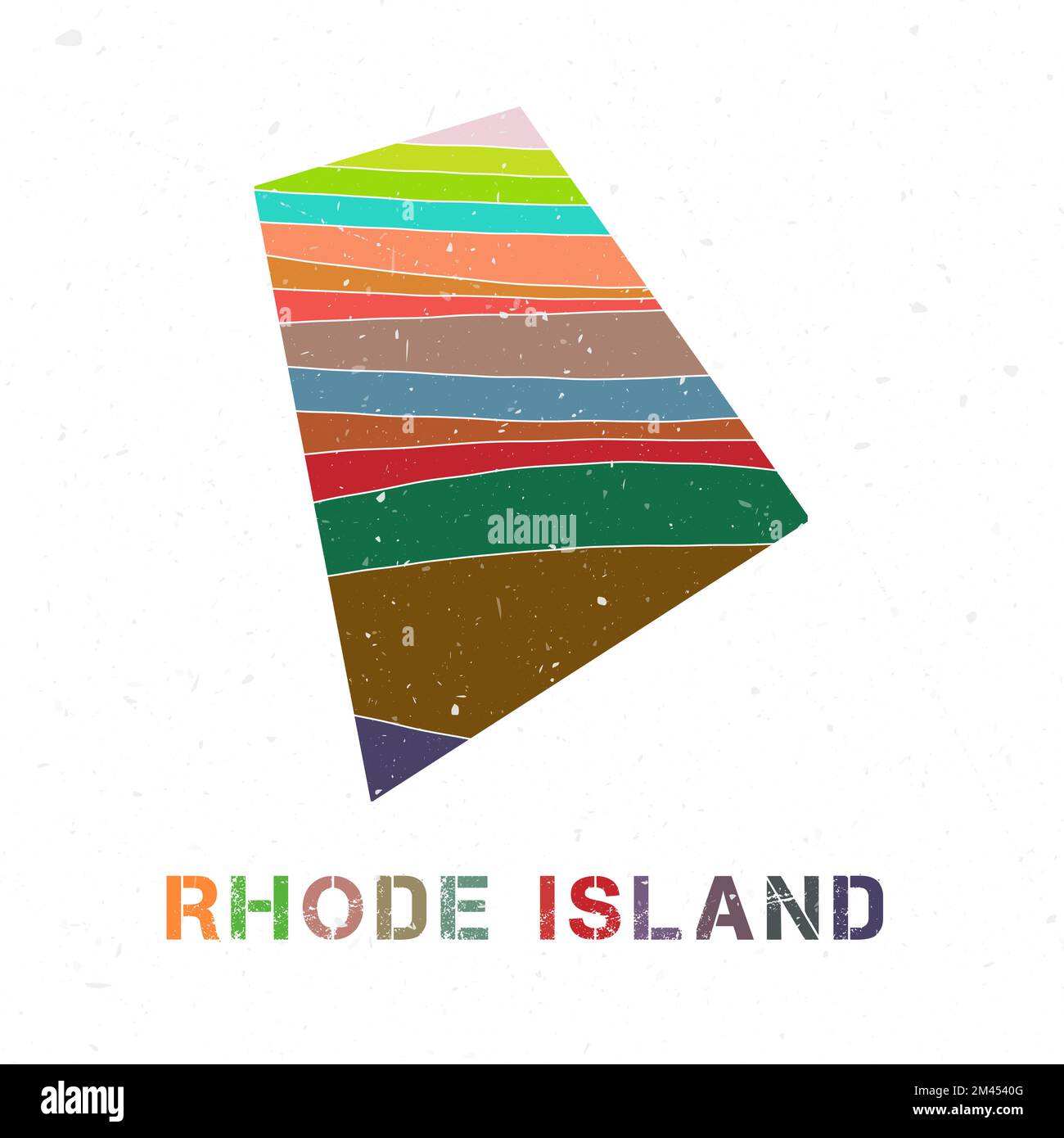 Rhode Island map design. Shape of the us state with beautiful geometric waves and grunge texture. Stylish vector illustration. Stock Vector