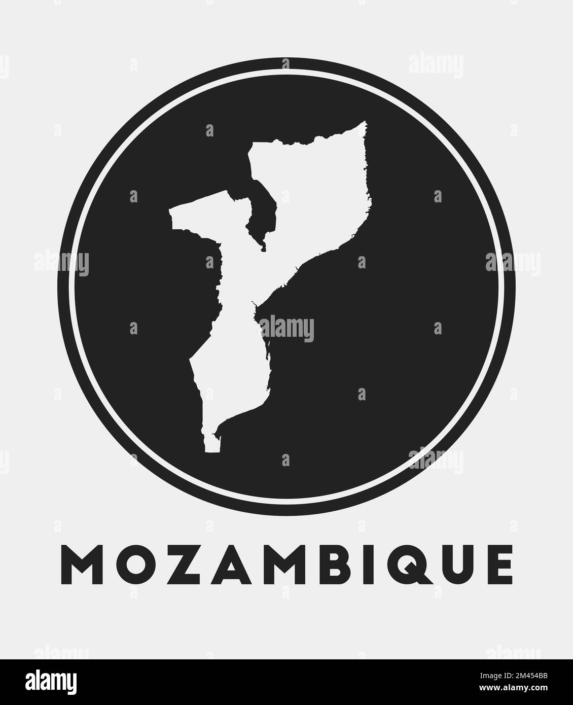 Mozambique icon. Round logo with country map and title. Stylish ...