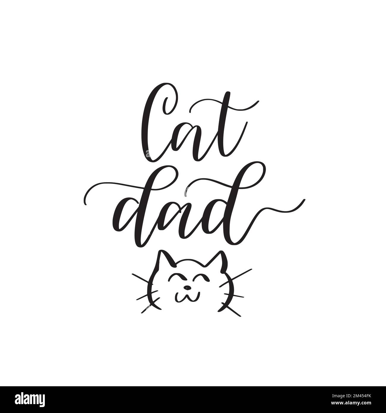 Cat Dad handdrawn pet lover doodle. Cute print Stock Vector Image