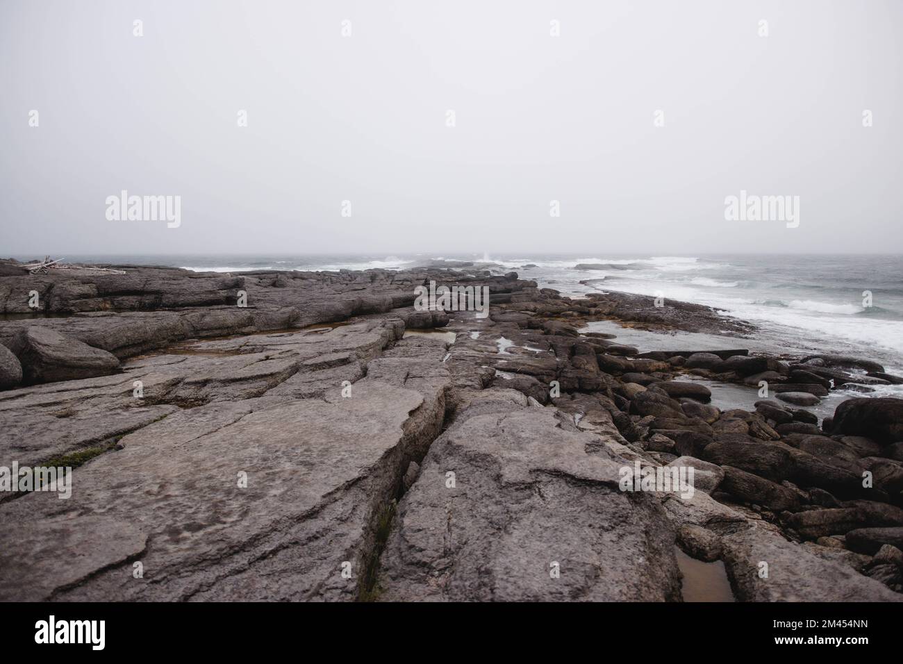 A rocky coast in a foggy morning Stock Photo - Alamy
