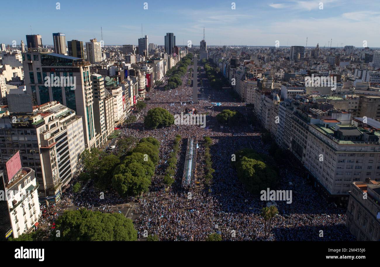 Buenos Aires, Argentina. 18th Dec, 2022. Fans of Argentina celebrate