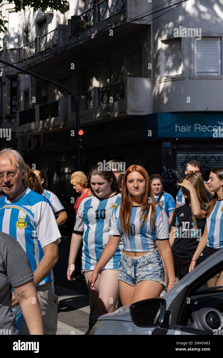 La Plata, Buenos Aires, Argentina December 18, 2022 Fans walk during