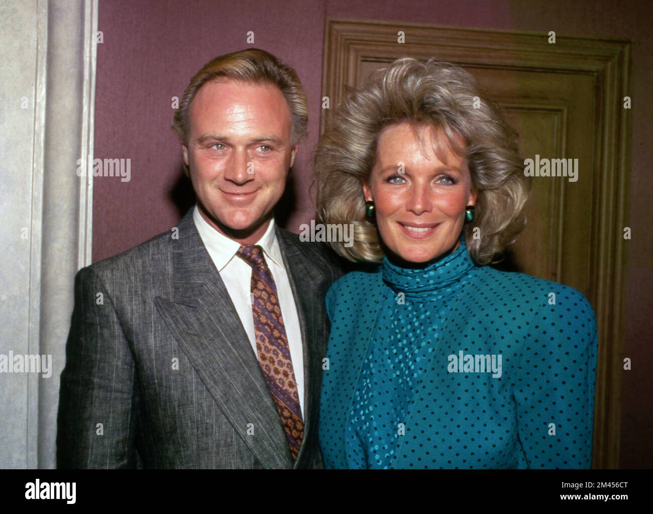 Linda Evans And Christopher Cazenove at the 150th episode of the television series 'Dynasty' on September 23, 1986 Credit: Ralph Dominguez/MediaPunch Stock Photo