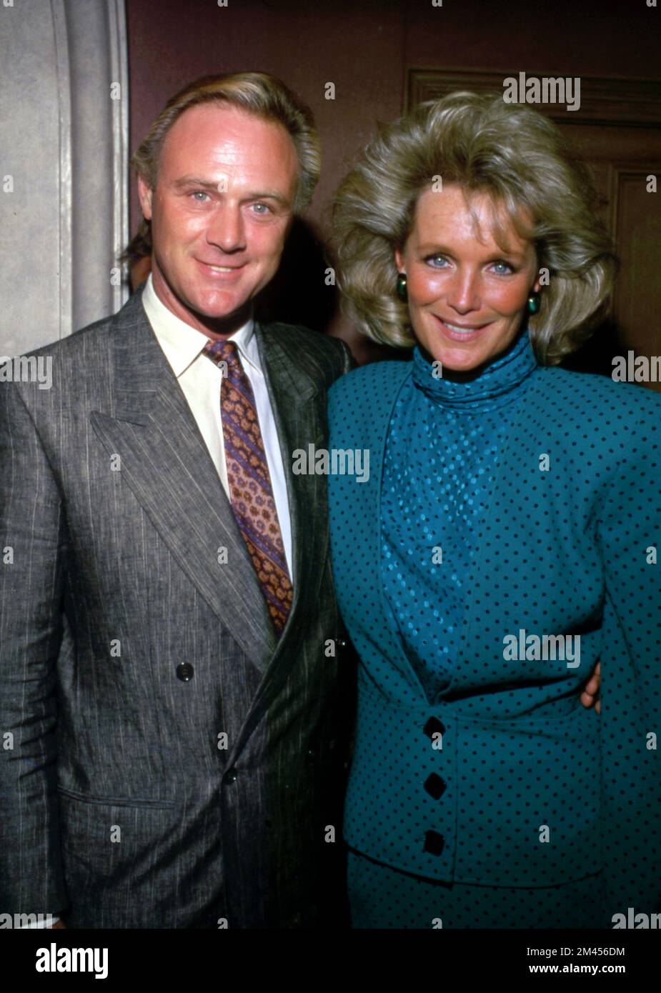 Linda Evans And Christopher Cazenove at the 150th episode of the television series 'Dynasty' on September 23, 1986 Credit: Ralph Dominguez/MediaPunch Stock Photo