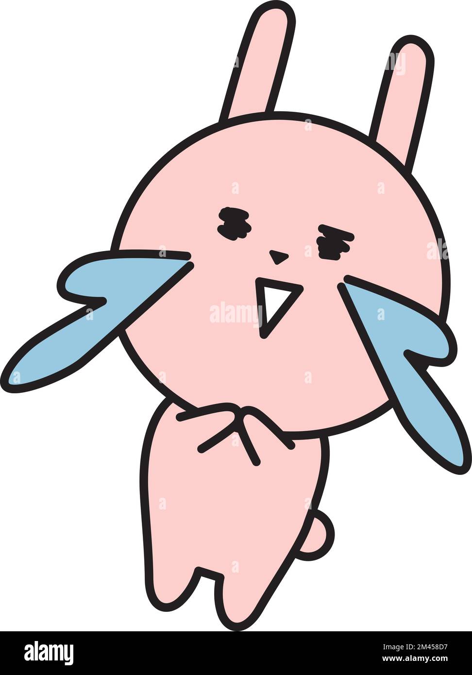 A cute rabbit character cry with joy.  Cute and funny animal is expressing emotion. Stock Vector