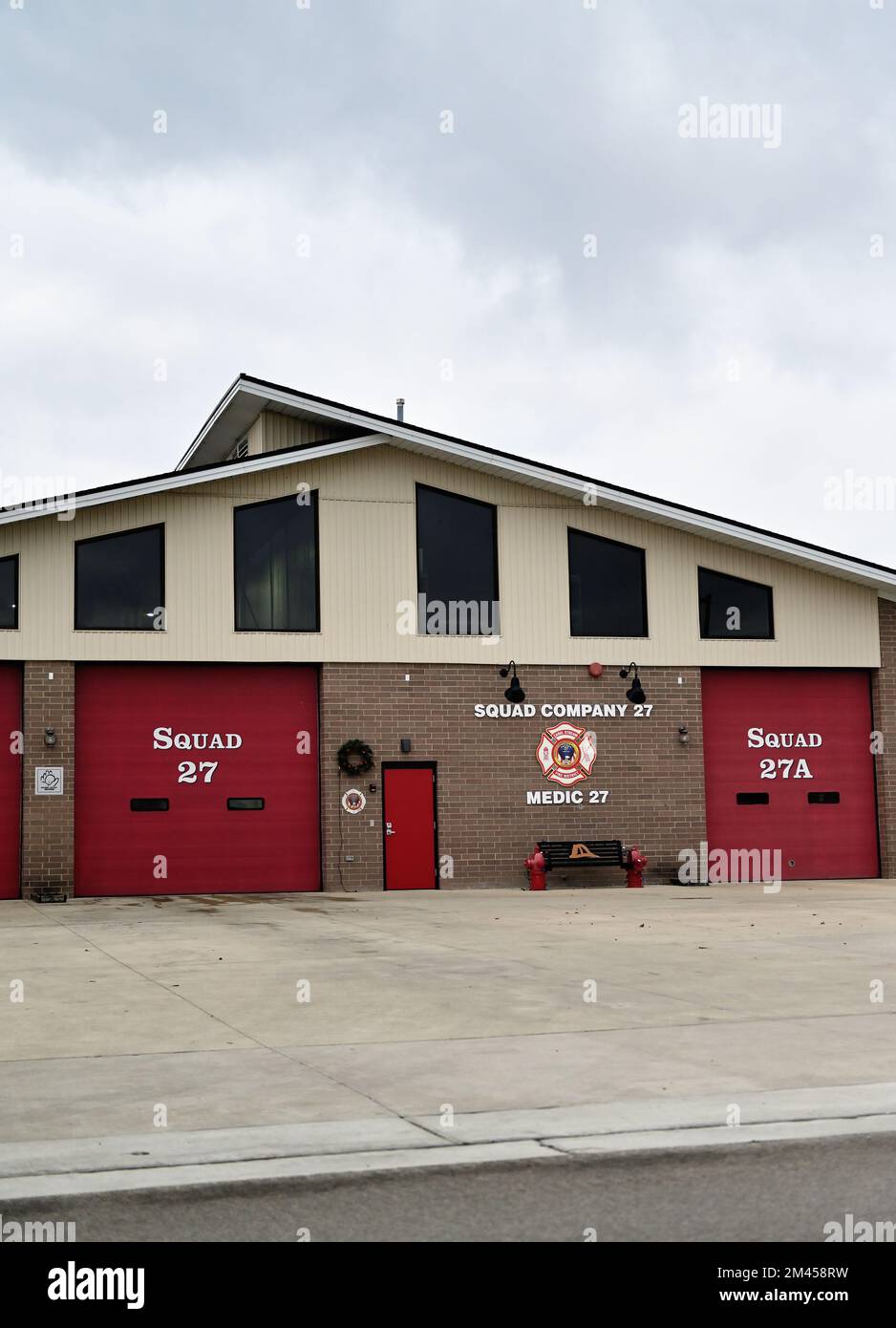 Carol Stream, Illinois, USA. A community fire station in the suburban