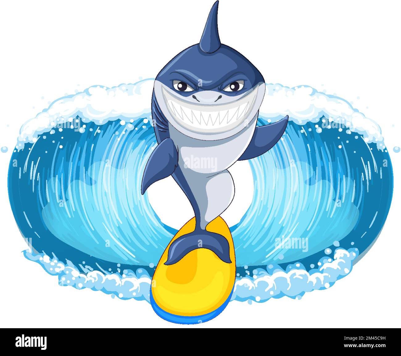 Cute shark surfing on white background illustration Stock Vector Image ...