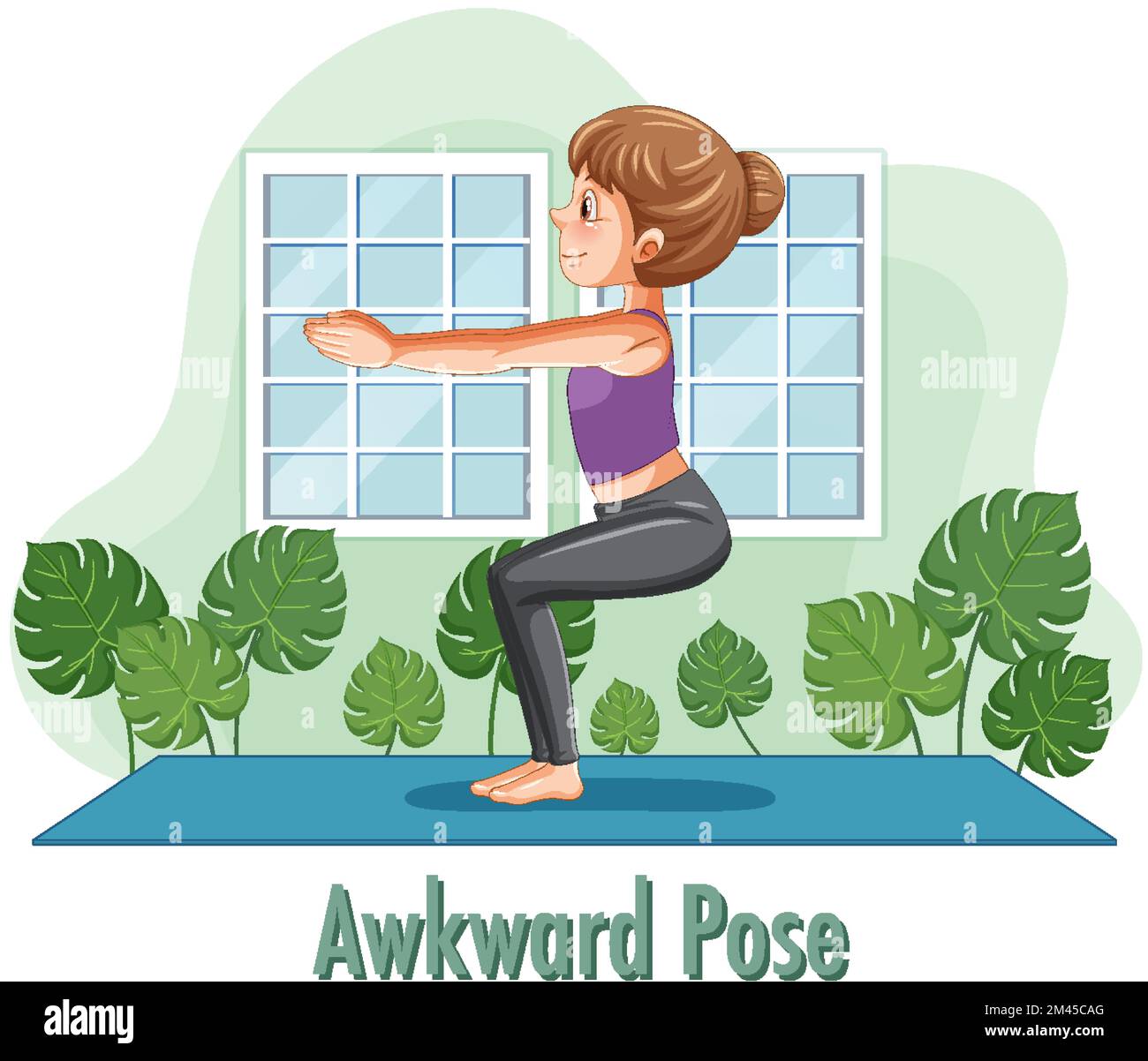 Woman doing yoga at home illustration Stock Vector Image & Art - Alamy