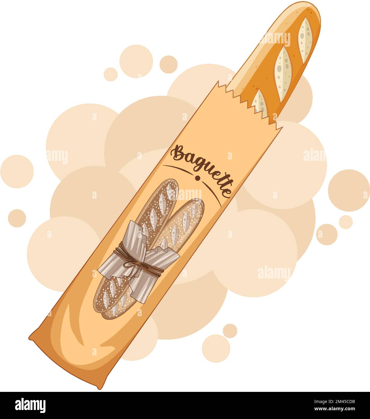 Baguette bread in paper bag illustration Stock Vector Image & Art - Alamy