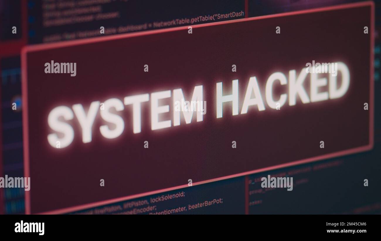 Display With System Hacked Message And Security Breach Alert ...