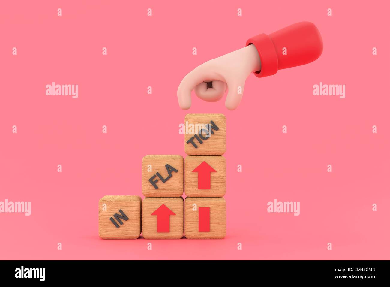 3D. Hand hold cubes, dice or blocks with inflation Stock Photo Alamy