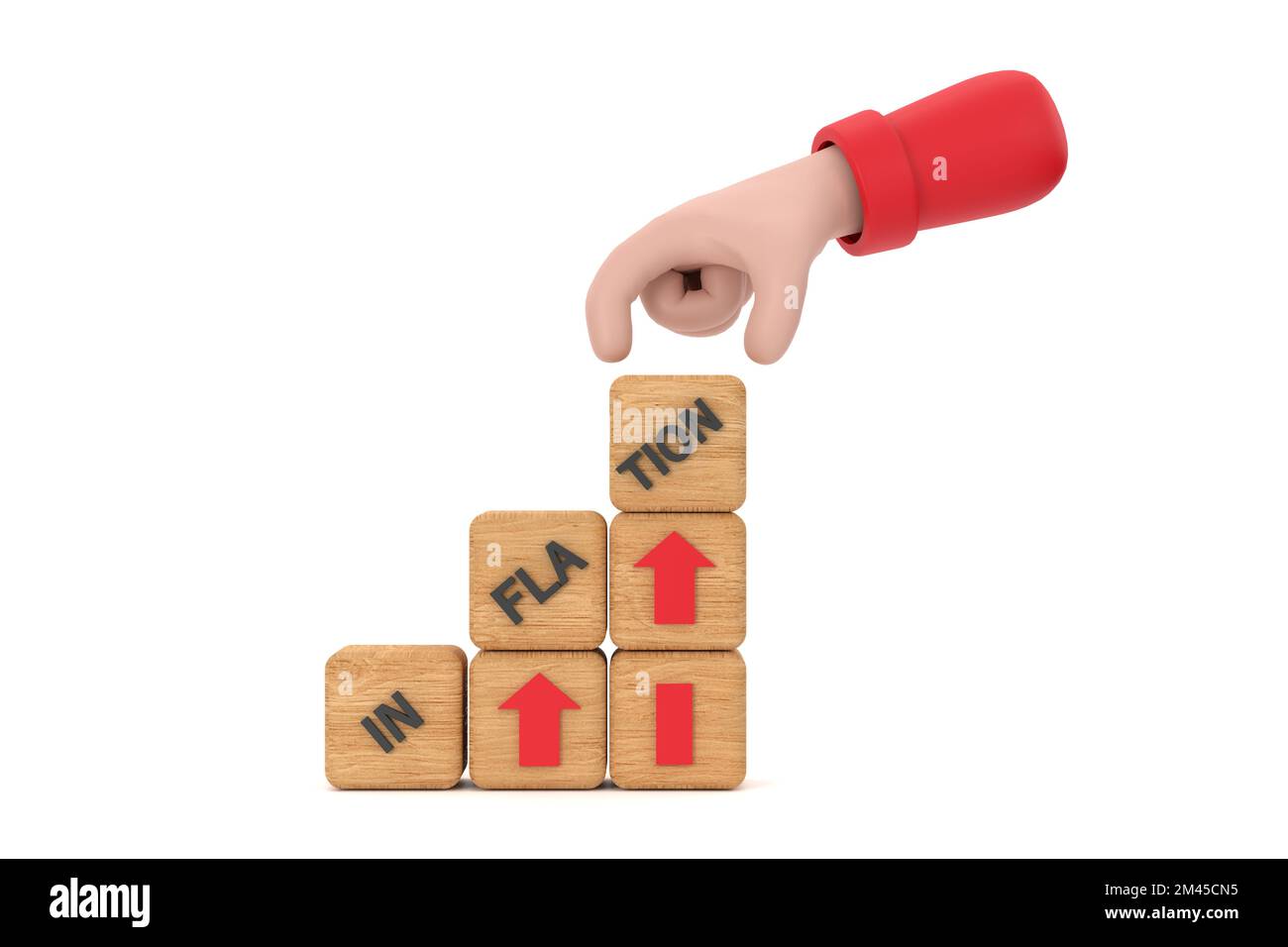 3D. Hand hold cubes, dice or blocks with inflation Stock Photo Alamy