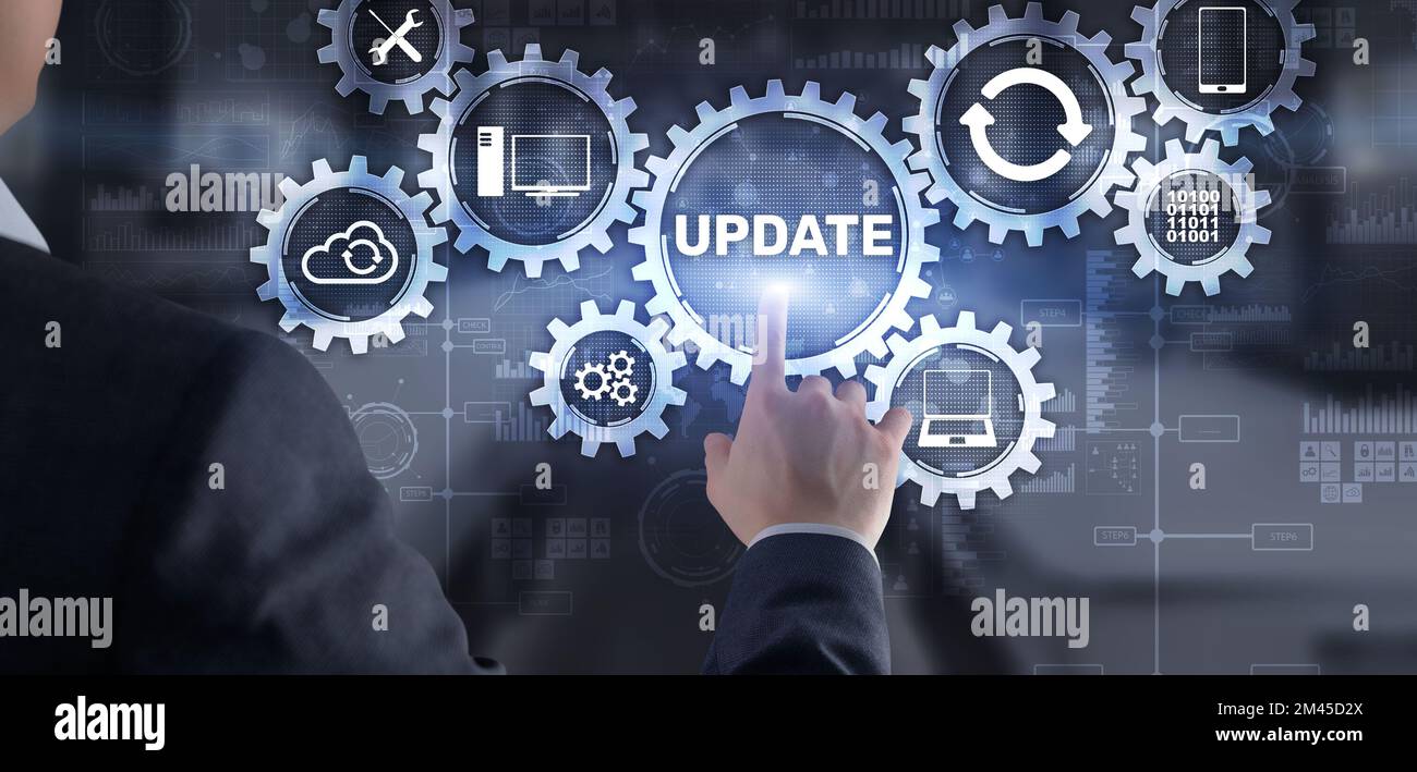 Update on virtual blue screen. Internet and technology concept 2022 Stock Photo