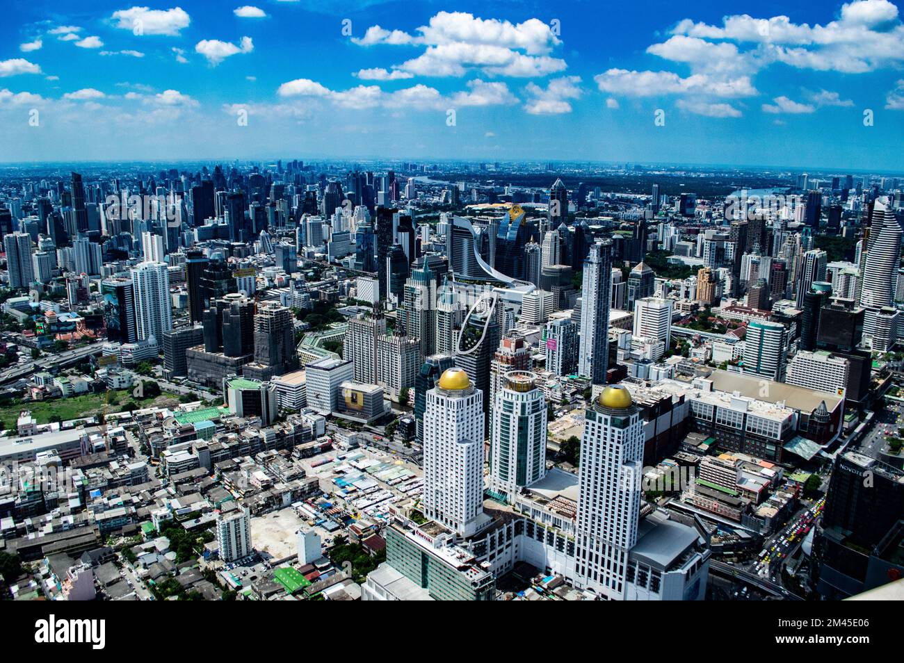 A bird's eye view of the modern cityscape of Bangkok, Thailand Stock ...