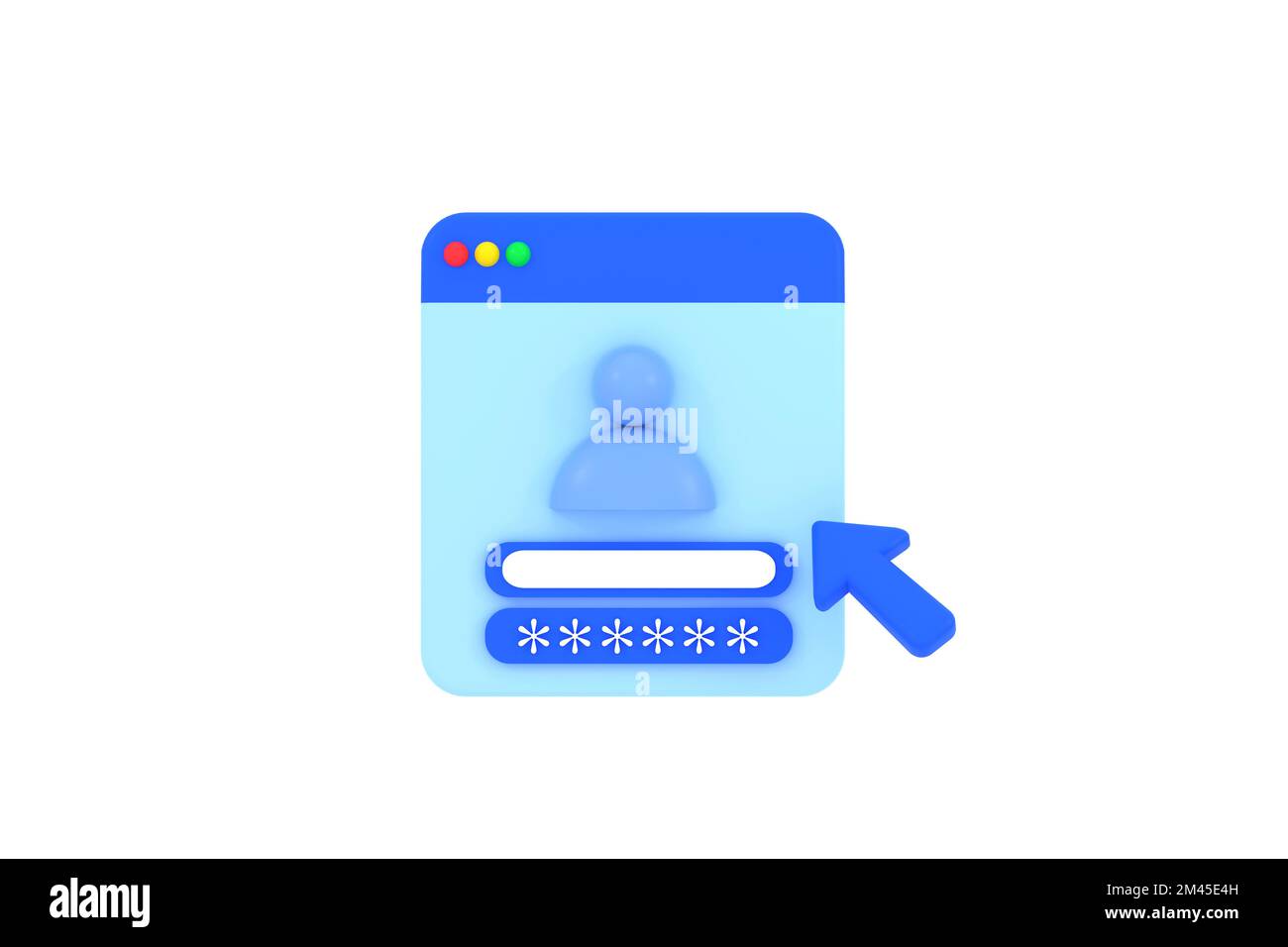 3D. Login screen of the operating system user. Stock Photo