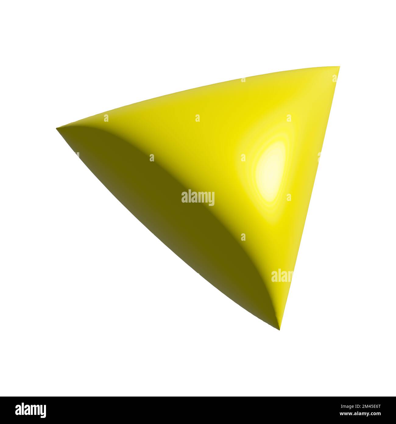 A yellow color triangle shaped decoration isolated on a white ...