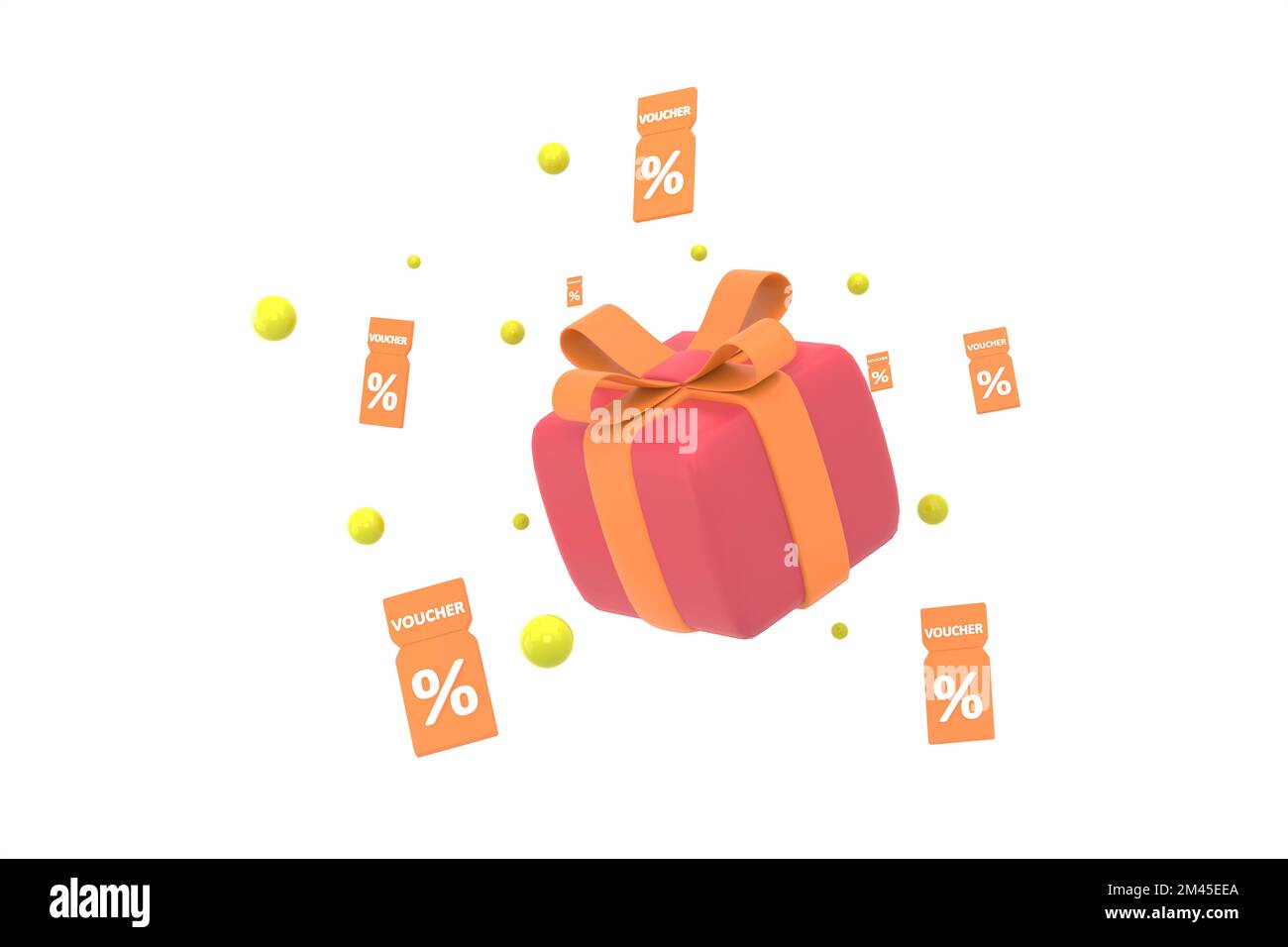 3D. Sale coupons and gift boxes composition. Stock Photo