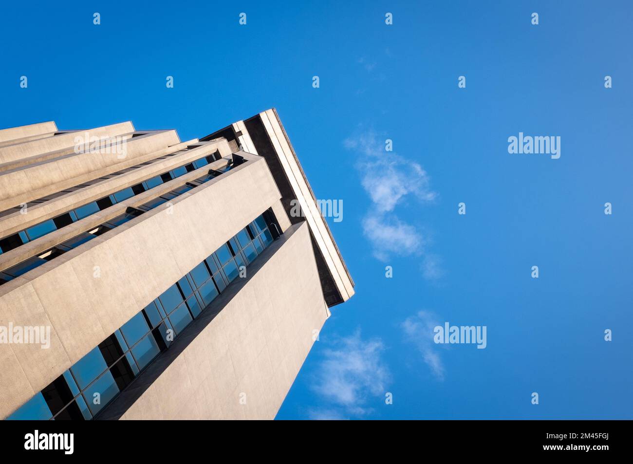 Modern building against blue sky. Copy space. Stock Photo