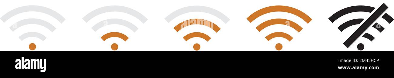 Wifi connection vector icon symbols on a panoramic white background ...