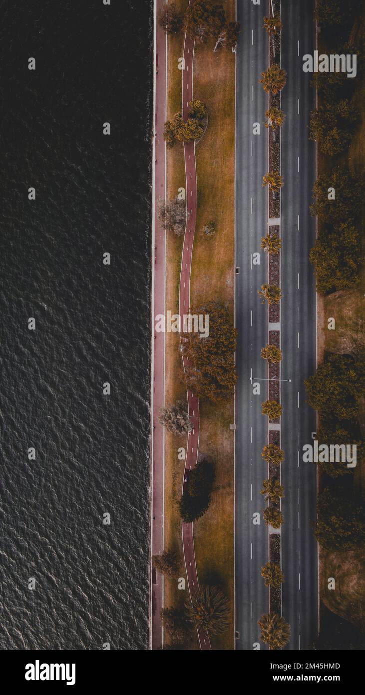 Drone vertical shot asphalt road hi-res stock photography and images ...