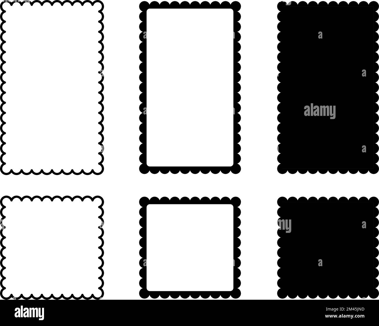 Square scalloped frame. Scalloped edge rectangle shape. Simple label