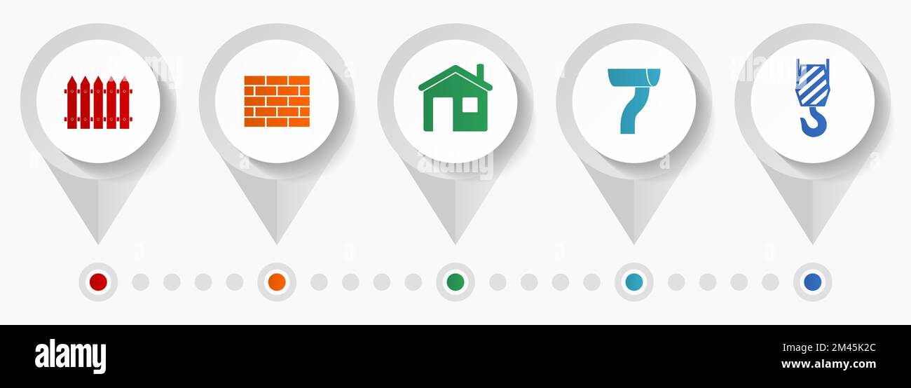 Home building vector icons, industrial and conctruction flat design web ...