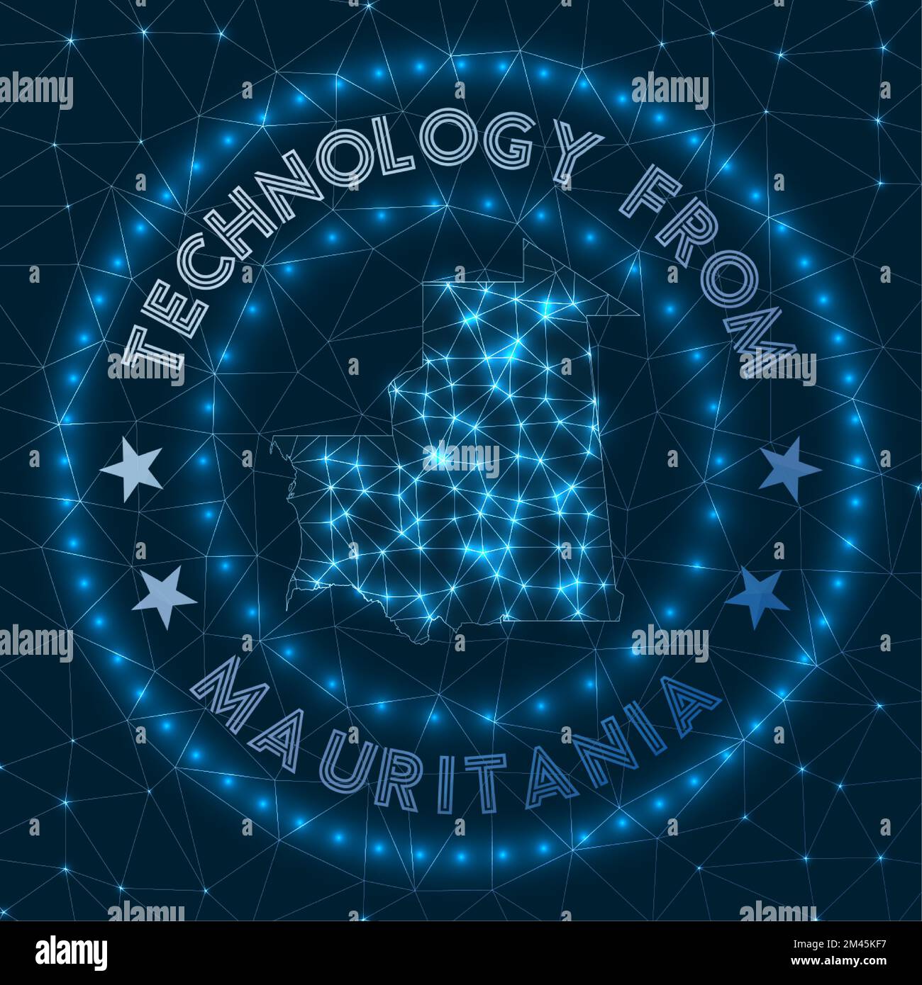 Technology From Mauritania. Futuristic geometric badge of the country