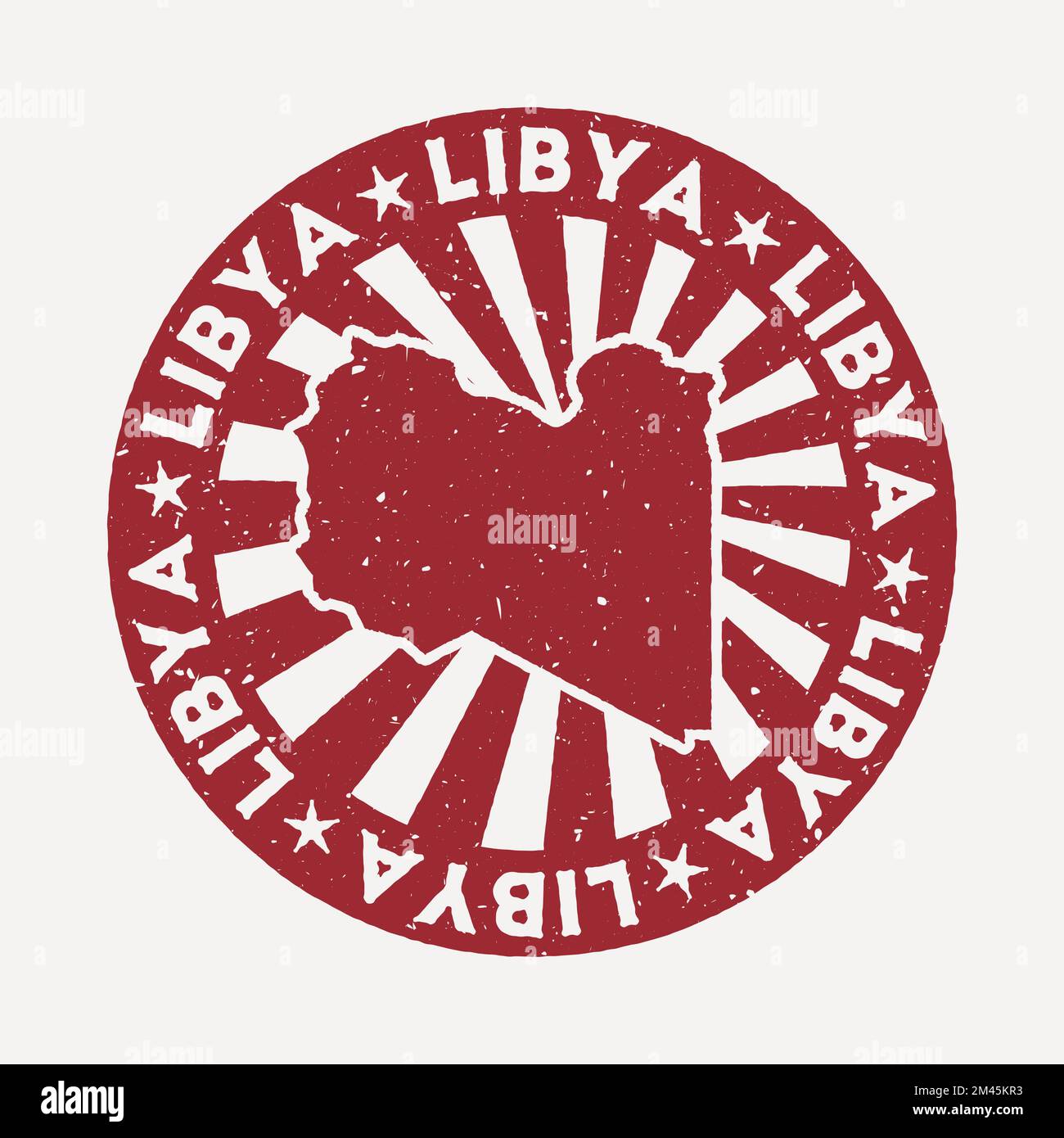 Libya stamp. Travel red rubber stamp with the map of country, vector illustration. Can be used as insignia, logotype, label, sticker or badge of the L Stock Vector