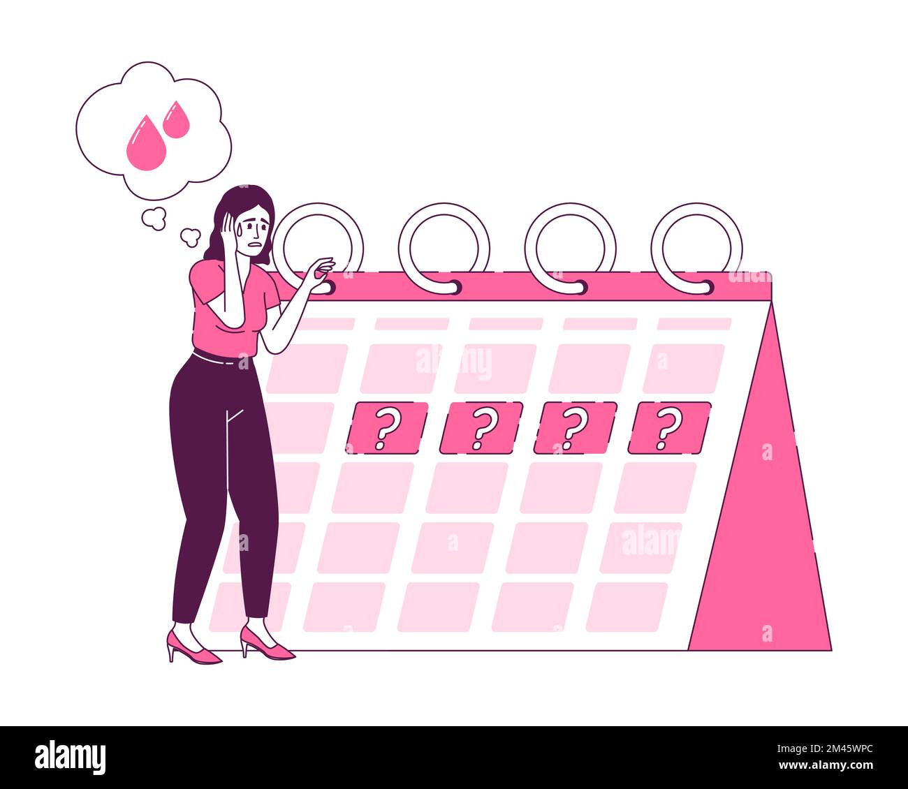 Lady with cycle problem flat concept vector illustration Stock Vector ...