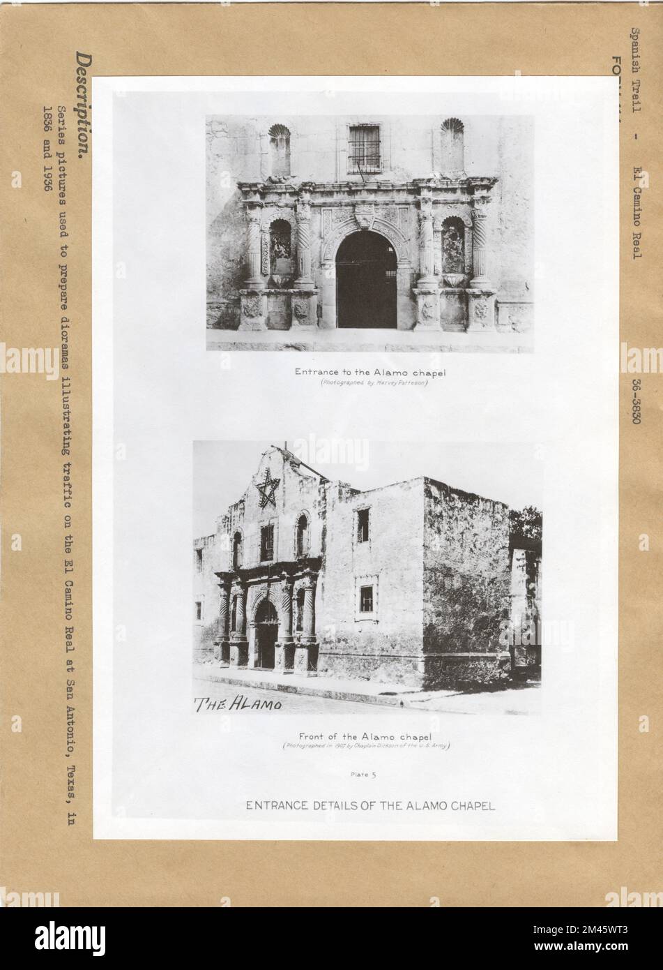 Entrance Details of the Alamo Chapel. Original caption Series pictures