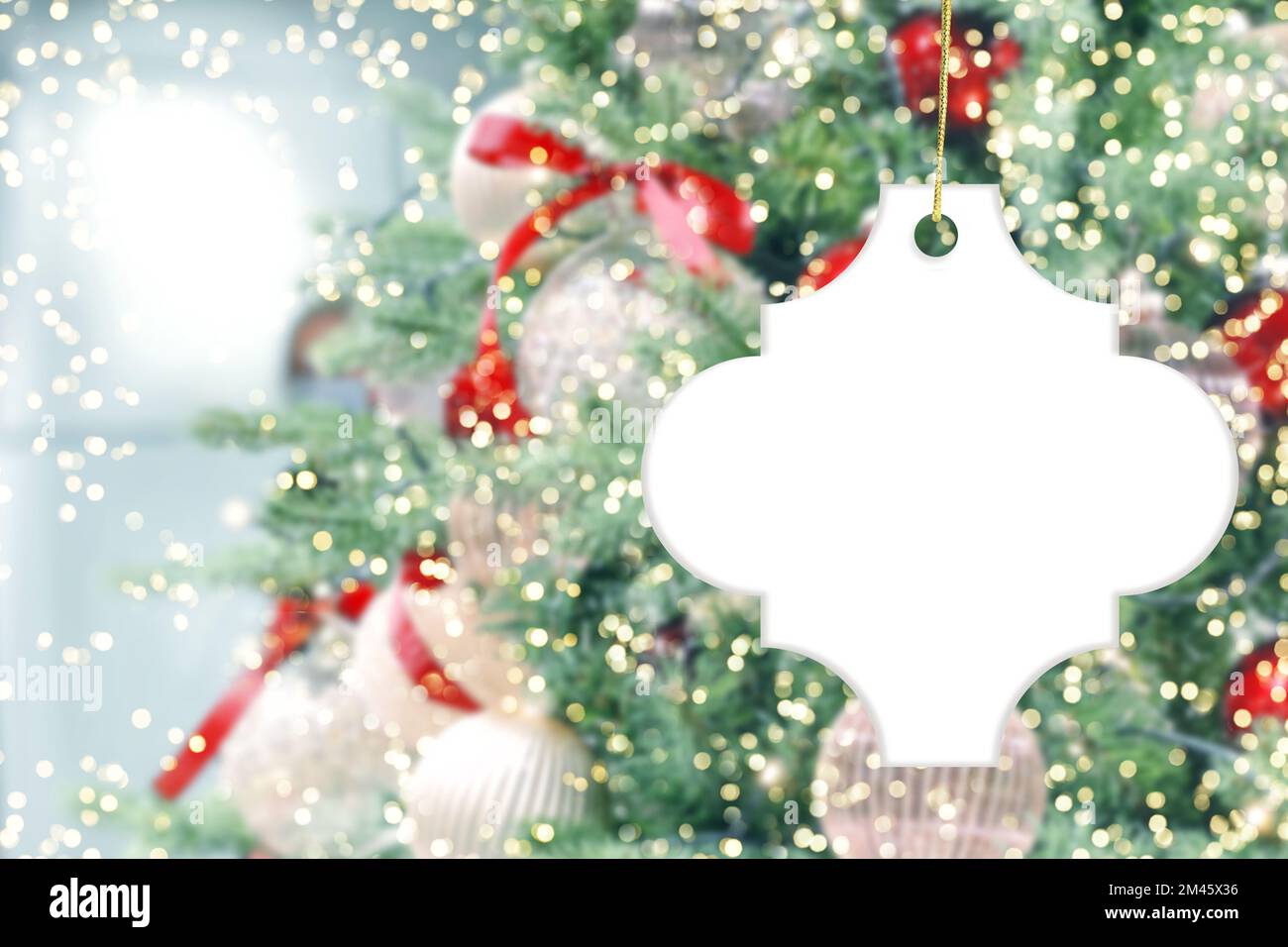 Christmas arabesque ornament mockup golden lights decoration Stock Photo
