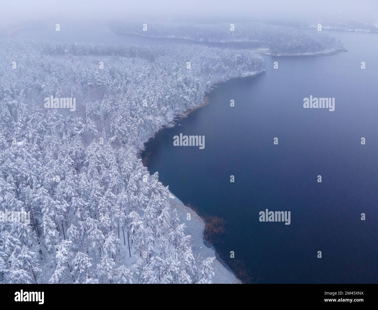 Drone shot misty forest frozen hi-res stock photography and images - Alamy