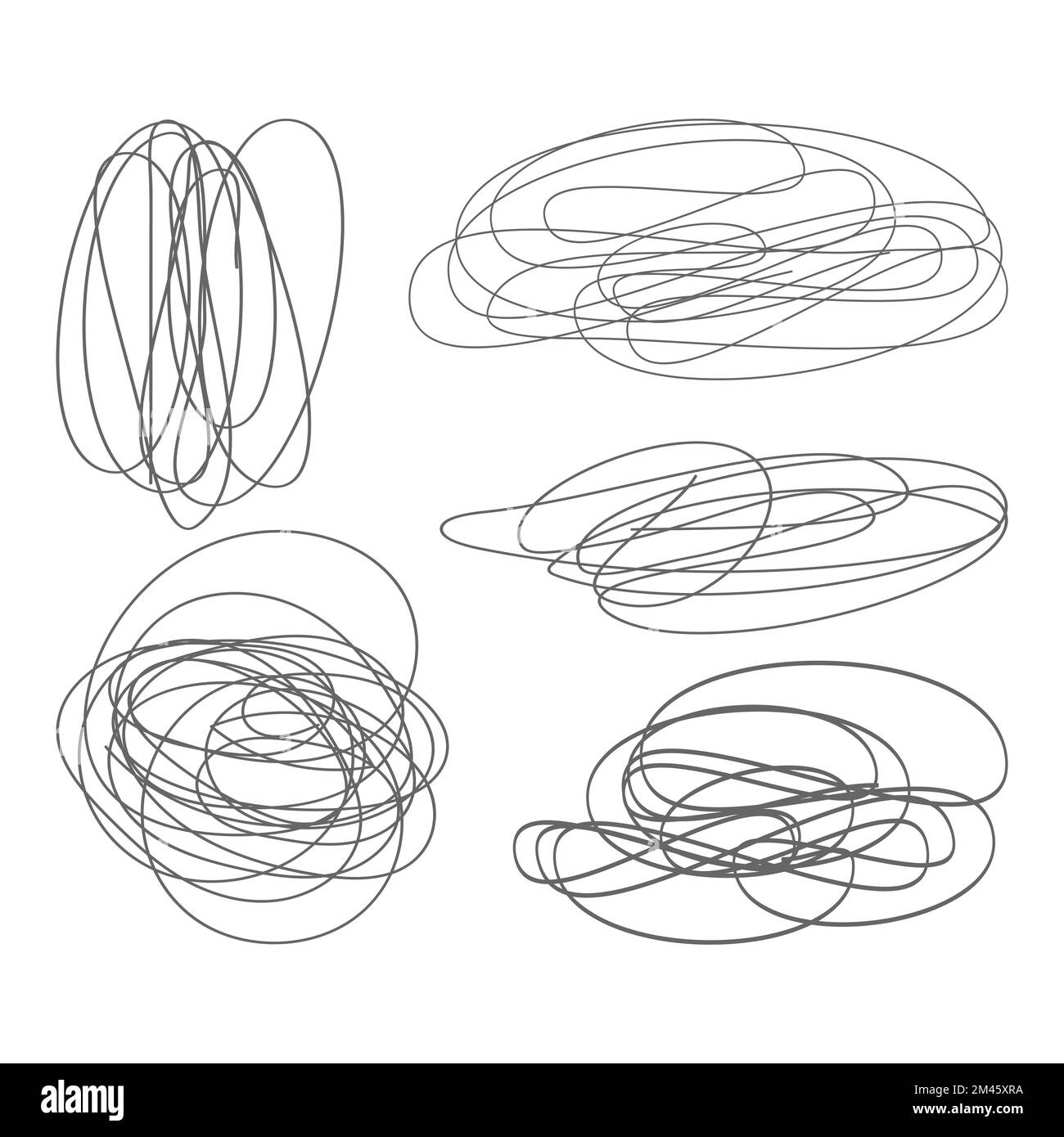 Collection of black hand drawn doodles swirl. Vector illustration Stock Vector