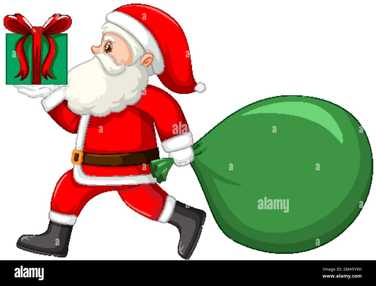 Santa Claus holding gift bag illustration Stock Vector Image & Art - Alamy