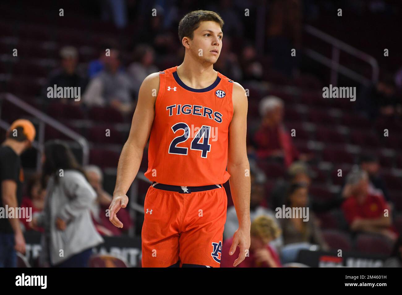 Auburn Tigers guard Lior Berman (24) warms up before an NCAA basketball