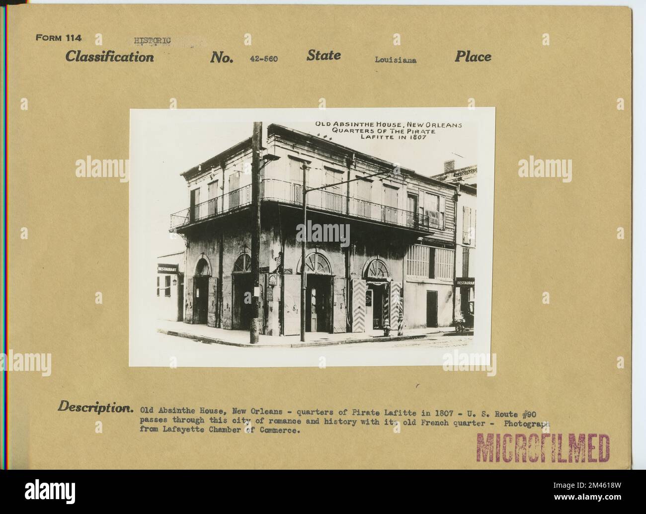 Old Absinthe House, New Orleans. Original caption Old Absinthe House