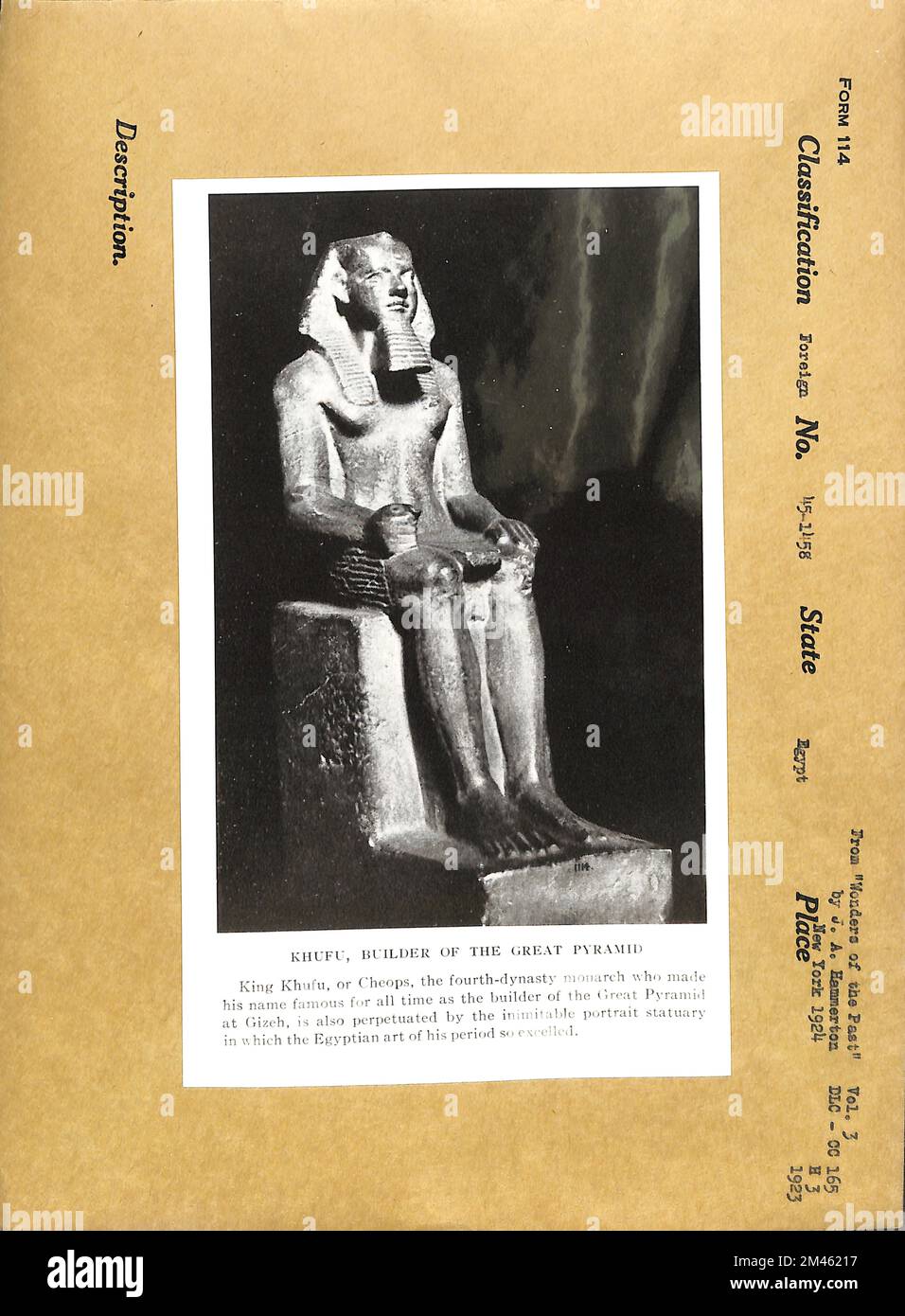 Khufu, Builder of the Great Pyramid. Original caption: Khufu, Builder