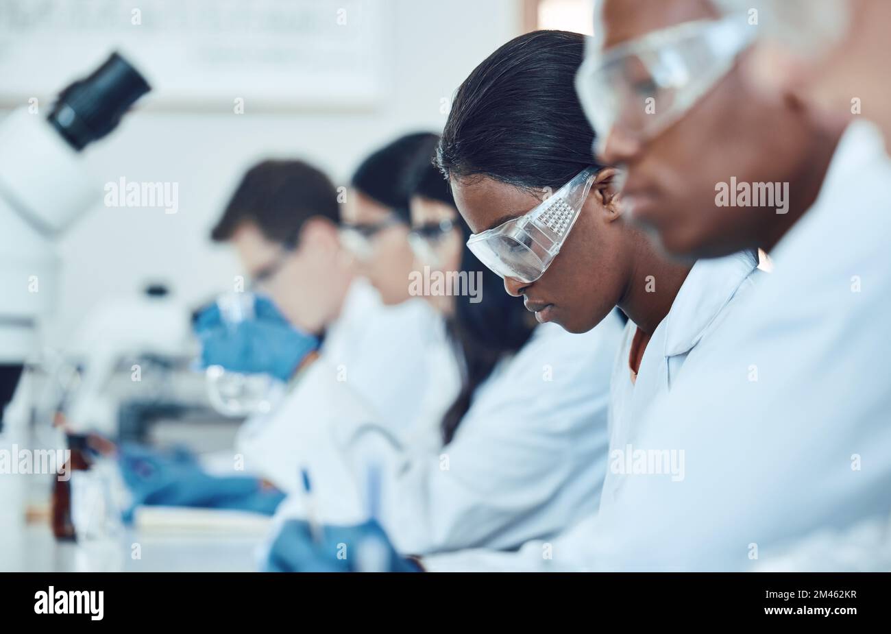 Study, research and scientist team in a lab for medical, innovation and