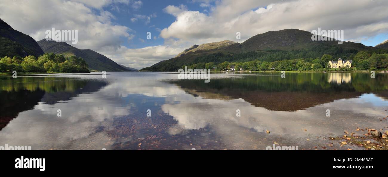 Reflections in Loch Shiel at Glenfinnan in the Scottish Highlands. Stock Photo